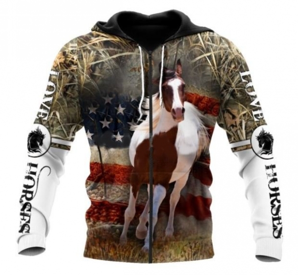 3 D Print Allover Sweat Jacket Hoodie American